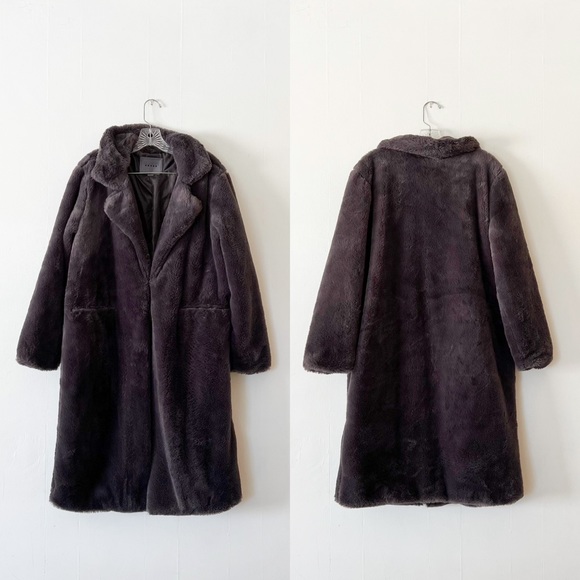 Blank NYC Jackets & Blazers - BLANK NYC Faux Fur Teddy Long Coat in Dark Grey